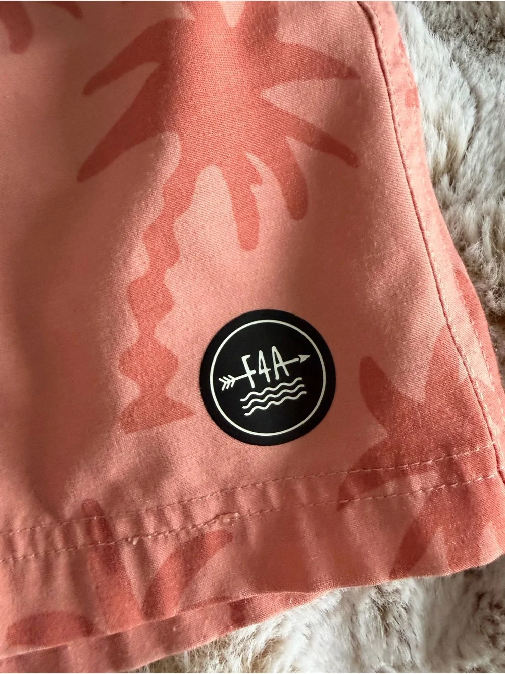 Coral Palm Print Swim Shorts